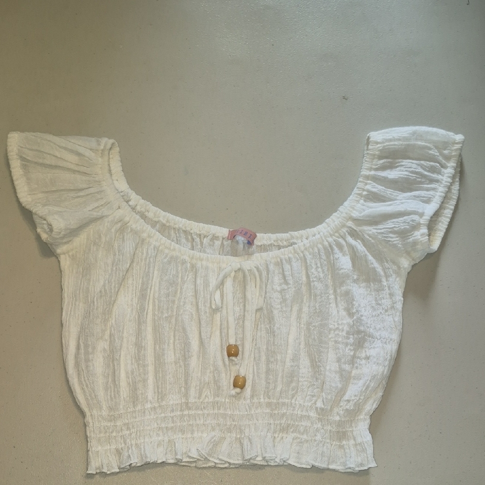 Sirens White Cropped Top With Tie Front Size XS